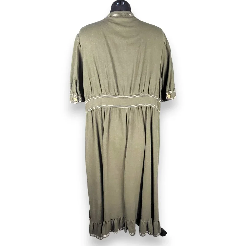 WHO WHAT WEAR Linen Blend Button Front Dress 2XL - Picture 3 of 5